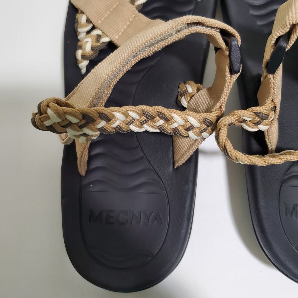 Sport Sandals Tan Womens 9 Arch Support Walking Toe Loop Ankle Strap MEGNYA 39 - Picture 7 of 13